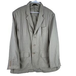 Andrew Fezza Linen Blend Blazer L Tan Beige Lightweight Summer Jacket